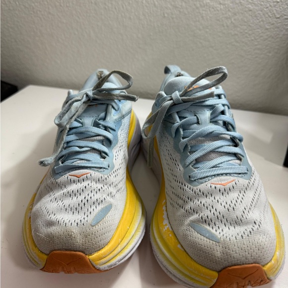 Hoka bondi 8 Gray and Orange Athletic Shoes - Picture 2 of 6